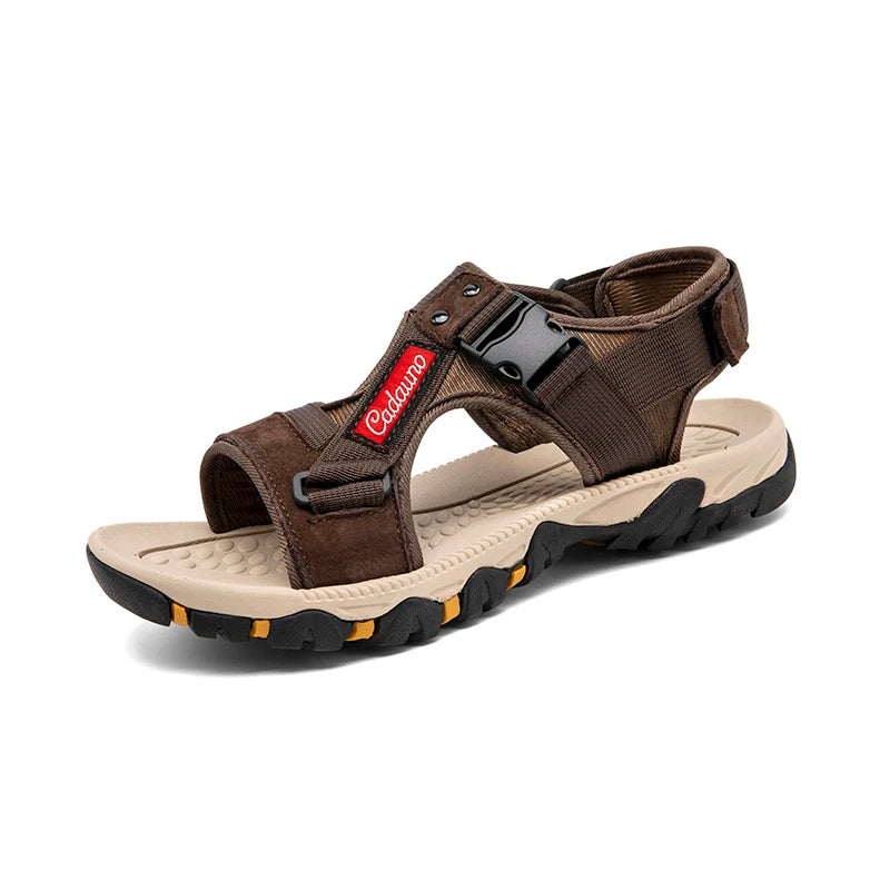 Classic Mens Sandals Summer Fashion Genuine Leather Slides Outdoor Casual Sport Sandals Lightweight All-match Men Stylish Shoes