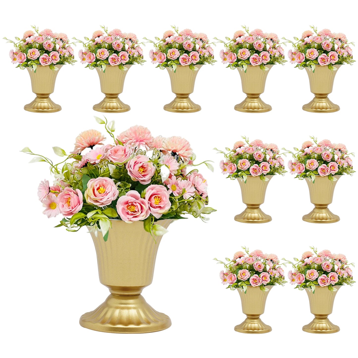 10 Pcs Gold Wedding Froral Vases Flower Holder Pot Planter for Tables Centerpieces Party Decoration 5.9Inch/3.3inch