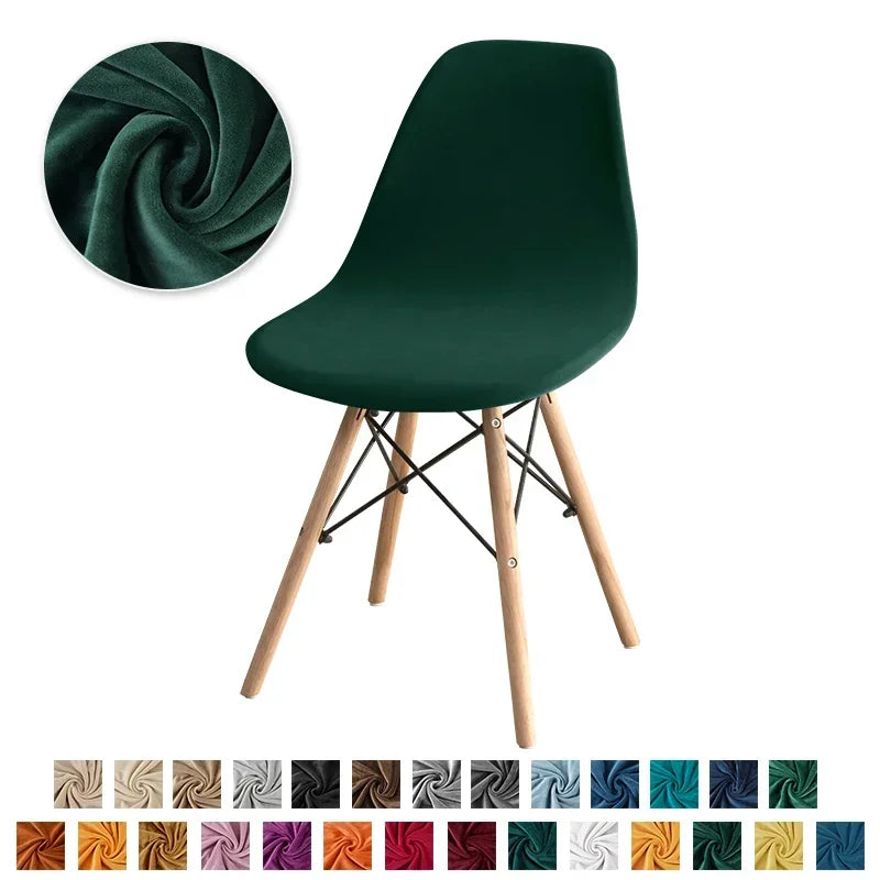 1PC Stretch Velvet Shell Chair Cover Armless Dining Chairs Covers Short Back Curved Seat Covers Hotel Party Banquet Decor