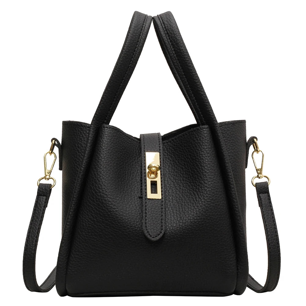 Bucket Bag for Women Magnetic Closure Shoulder Bag PU Leather with Inner Bag Crossbody Bag Solid Handbag for Work Travel
