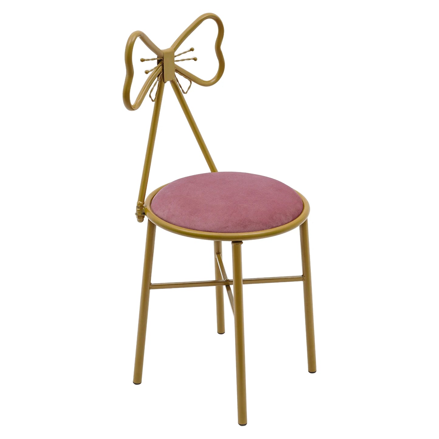 Deep Pink Butterfly Backrest Chair, Butterfly-Shaped Vanity Chair, Metal Backrest Chair, for Dresser, Living Room, Bedroom