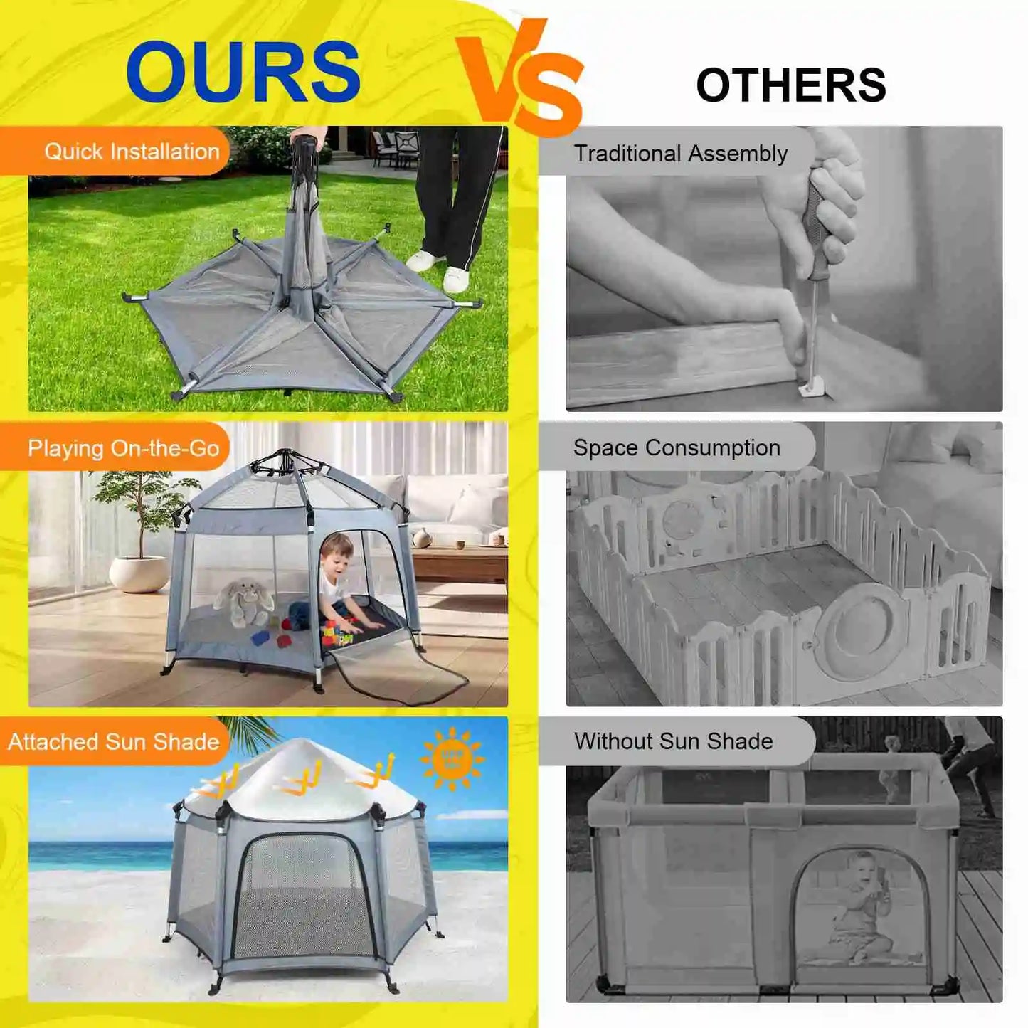 Baby Pop Up Play Tent Sun Protective Oxford Cloth Portable Baby Outdoor Indoor Play Tent Gray