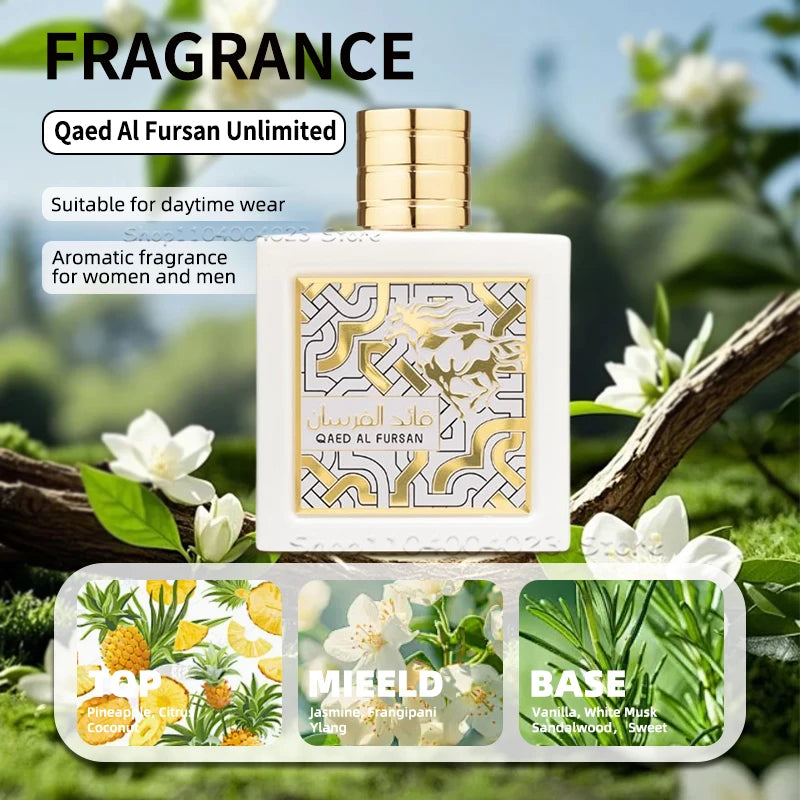 Lattafa Qaed Al Fursan Perfume Original Arabic Perfume Eau de Parfum Long-Lasting Fragrance for Unisex Oriental Scent 90ML