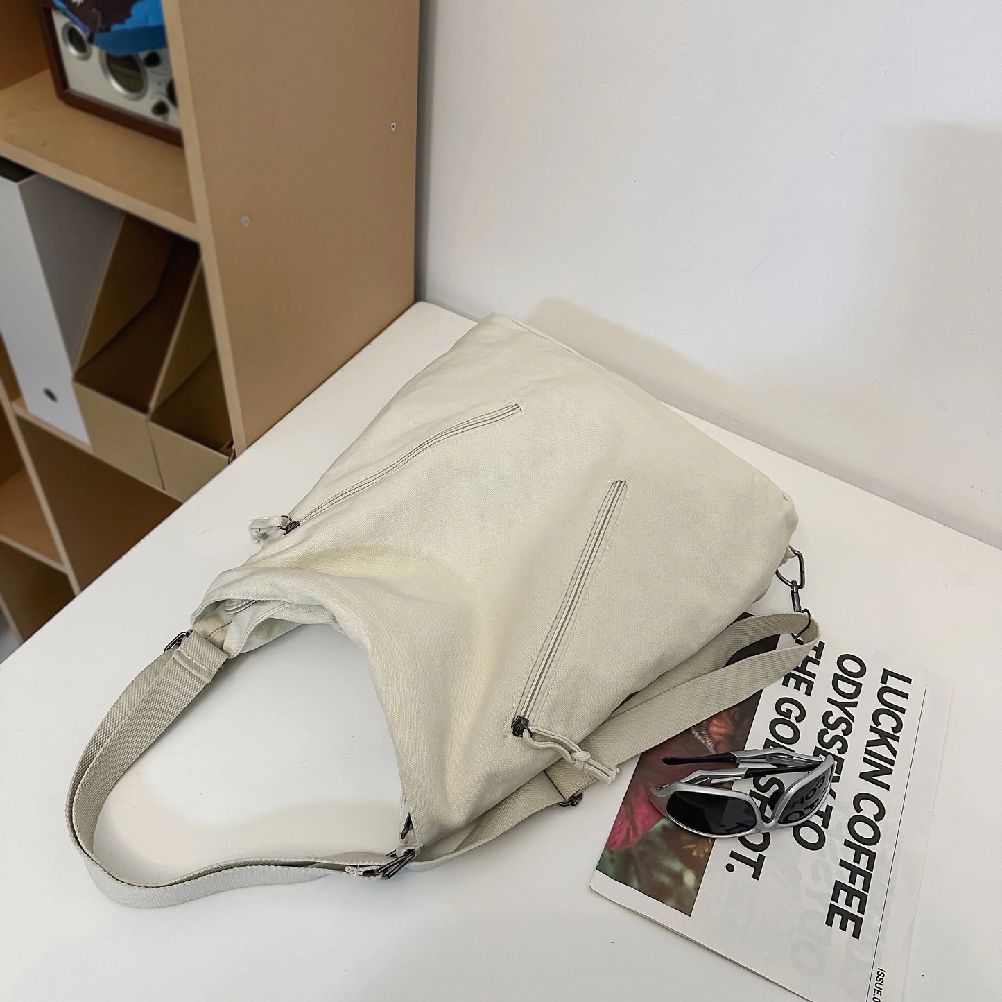 Women's Backpack Multi-Purpose Bag Large Capacity Pure Color Design Versatile Commuter Crossbody Bag Personalized Trendyy Canvas Bag Shoulder Bag Backpack