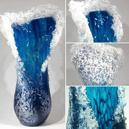 Sea Wave Vase, Wavy Vase Resin Blue Wavy Vase For Office Living Room Decorations Coffee Shop Decor