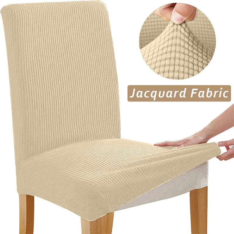 Jacquard Chair Cover, Durable Elastic Fabric Dining Chairs Cover, Stretch Covers For Kitchen Dining Room Chairs, Home Decor
