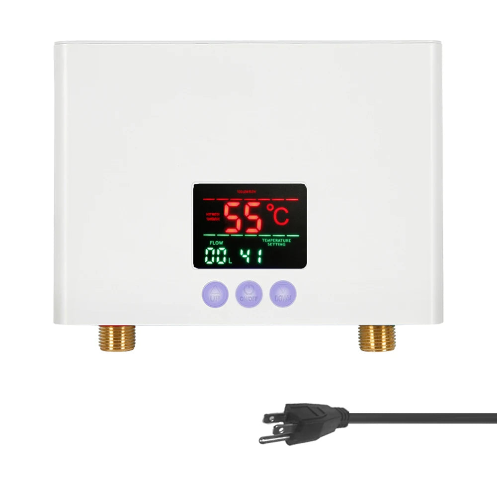 3KW Instant Water Heater Electric Tankless Heater LCD Display Wall-Mounted Remote Control Water Calorifier for Kitchen Bathroom