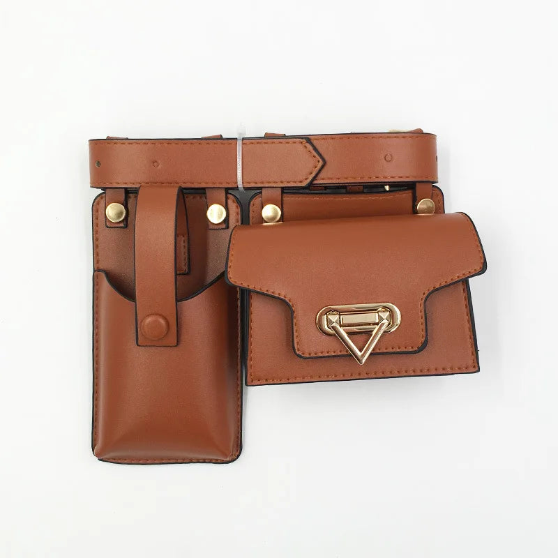 2 in 1 Women Belt Bag 2025 Designer Waist Bag PU Leather Fanny Pack Phone Purse street Trend Female Shoulder Crossbody Chest Bag