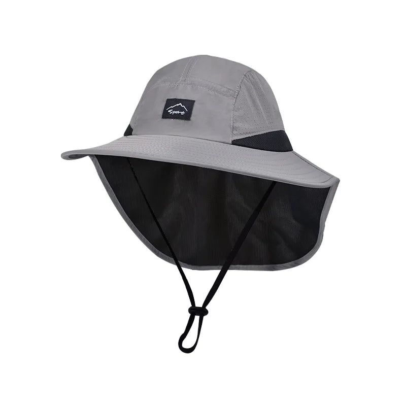Summer Water-resistant Men's Fisherman Hats with Shawl Outdoor Hiking Fishing Breathable Wide Brim Bucket Hat Sun UV Protection