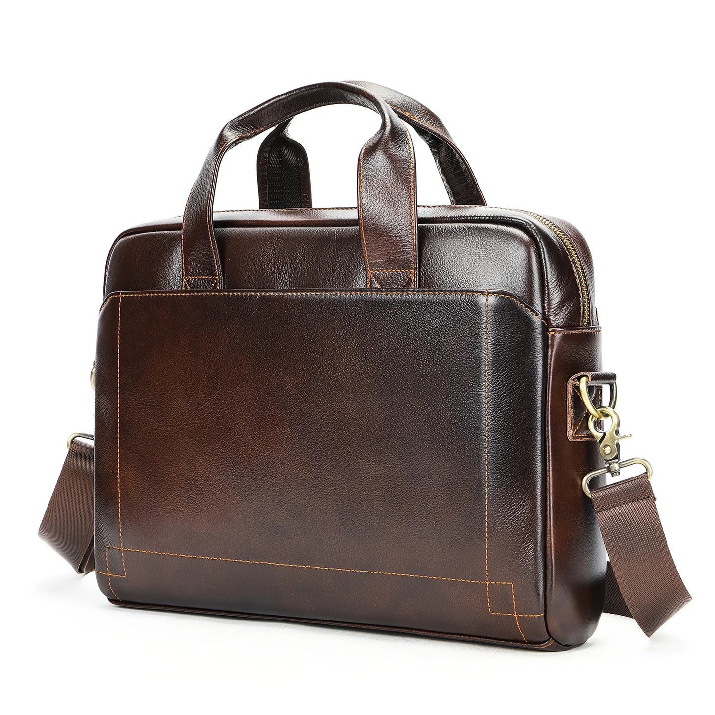 Men's Top Layer Cowhide Briefcase Leather Laptop Handbag Diagonal Cross Office Bag Сумка Мужская Деловая bolsos para hombre