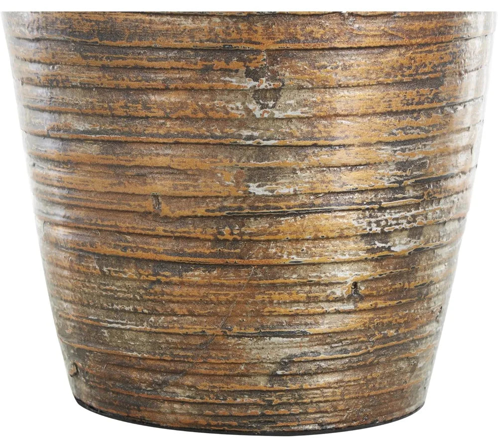 Antique Brown Bamboo Wood Vase 8x8x18 Inch Large Centerpiece Home Decor Bohemian Style