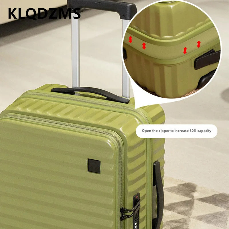 KLQDZMS Men's Luggage Side Opening Expandable Boarding Case 20"24"28 Inch Trolley Case ABS+PC Women's Handheld Travel Suitcase