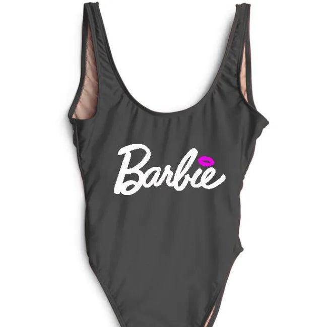 Barbi Pink Lip Bikini One-piece Swimsuit for Adult Women Summer Sexy Bikinis Y2K Kawaii Beach Swimming Suit Cute Swimwear