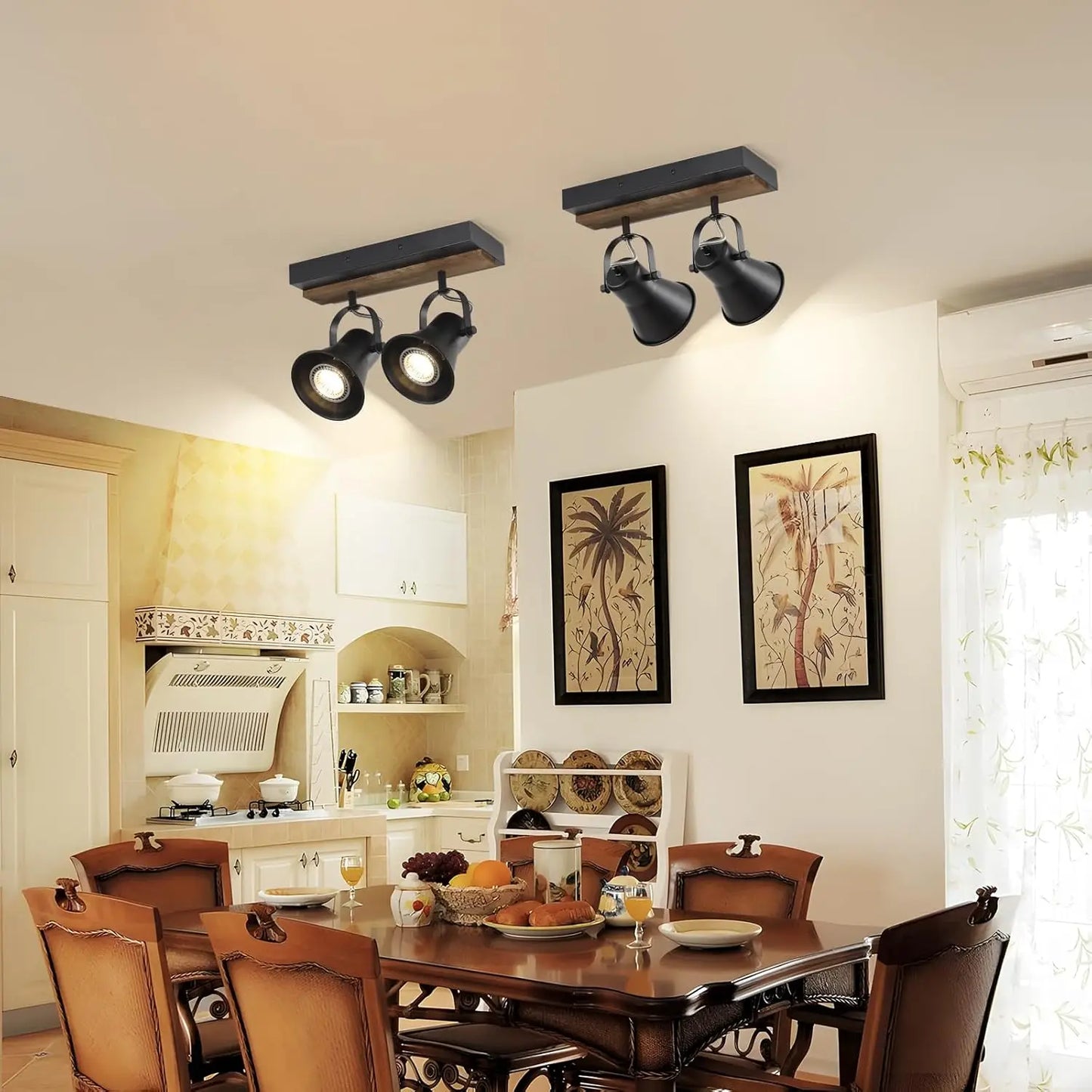 2-Light Black Track Lighting Kit - Modern Farmhouse Semi-Flush Mount w/ Rotatable Heads for Kitchen, Living Room & Bedroom