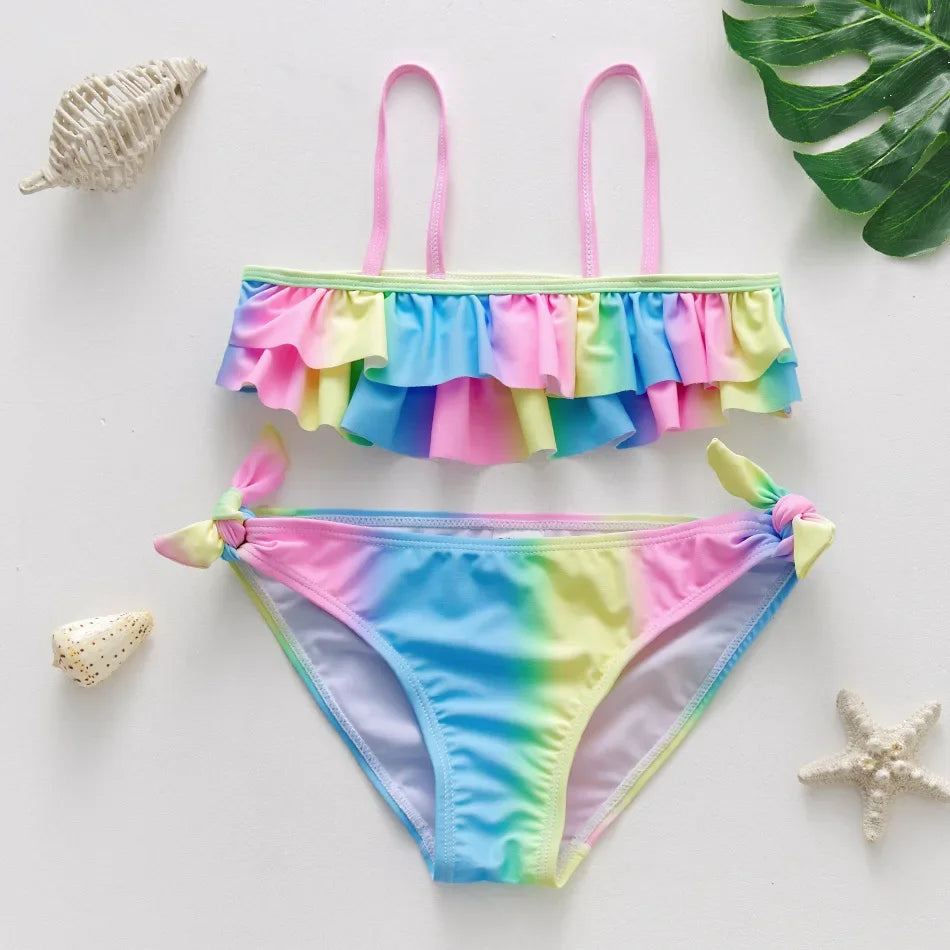 Girls Swimsuit Two Piece Hot Stamping Children's Swimwear Girls Beachwear Baby Swimwear Kids Swimwear Infant Baby Swimsuit