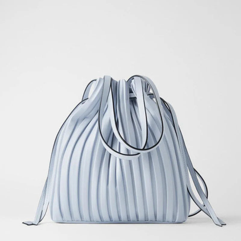 Women's Bag New Simple and Fashionable Bucket Bag Women's Single Shoulder Crossbody Small Pleated Drawstring Mouth Handbag