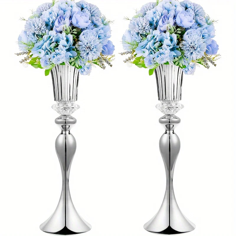 Set of 2/10 Crystal Flower Stands, 22 英寸 Tall Vases, Metal Centerpiece Vases for Table Decoration, Christmas, Party Decoration