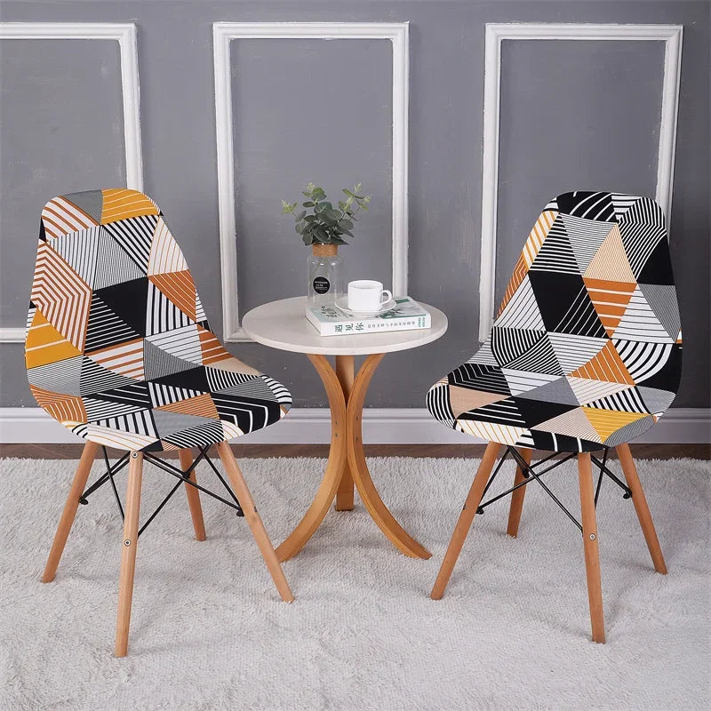 1PC Elastic Shell Chair Cover Stretch Armless Dining Chairs Slipcovers Geometric Spandex Seat Covers for Kitchen Hotel Office
