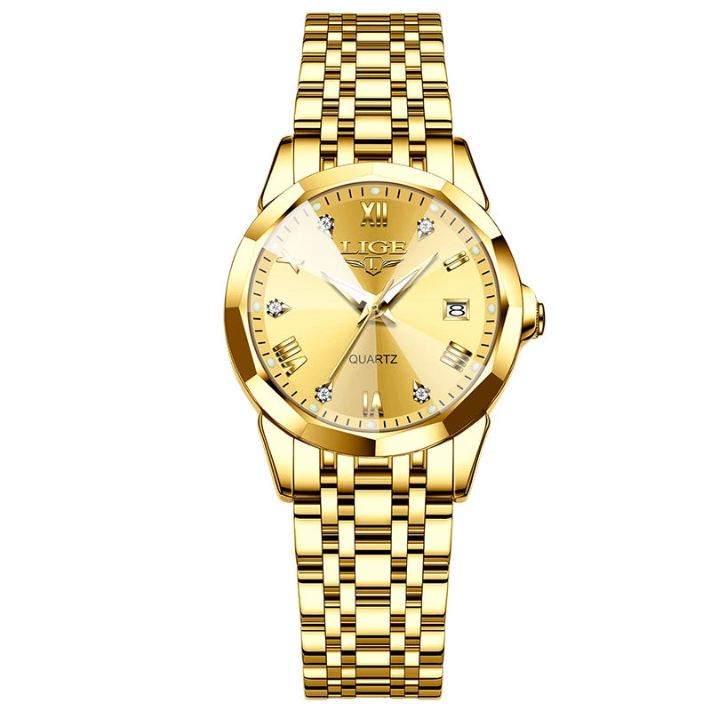 LIGE New Fashion Watch for Women Creative Steel Waterproof Women's Watches Elegant Original Luxury Ladies Quartz Wristwatch