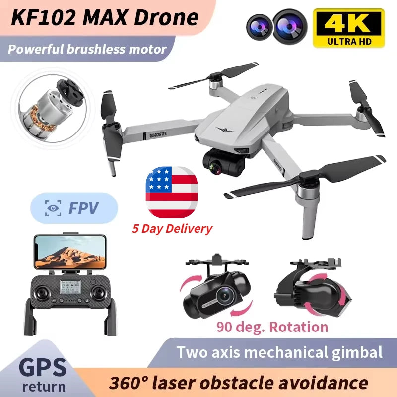 KF102 GPS Drone 4k Profesional 8K HD Camera 2 Axis Gimbal Photography Brushless Foldable Quadcopter RC Distance 1200M