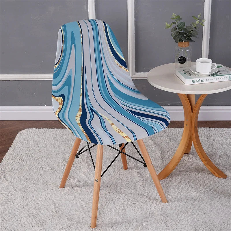 1PC Elastic Shell Chair Cover Stretch Armless Dining Chairs Slipcovers Geometric Spandex Seat Covers for Kitchen Hotel Office