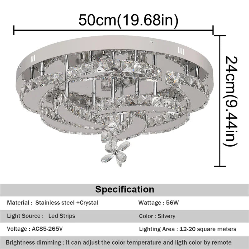 Crystal Ceiling Lamp Led Chandelier Modern Penadant Lighting Fixture For Living Dining Room Bedroom Decorate Lustre RC Dimmable