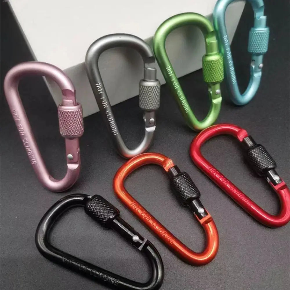 Multi Colors Aluminum Alloy Carabiner Safety Buckle Keychain with Lock Climbing Button D-shape Carabiner Camping Hiking Hook