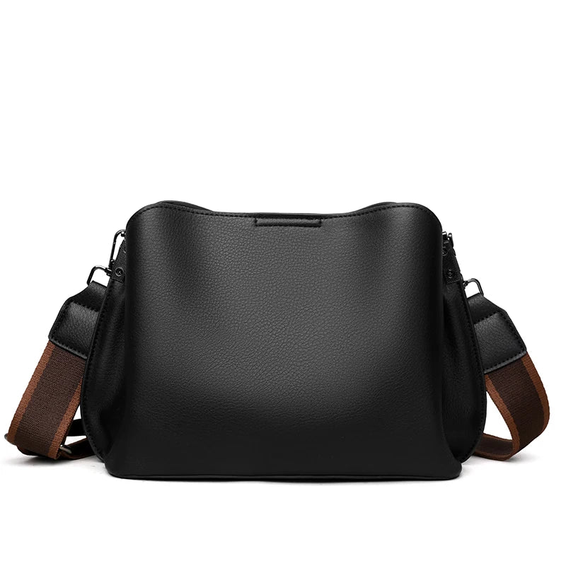 Women's Bag 2025 Fashion New Bucket Middle-Aged Shoulder Bag Crossbody Bag Easiest for Match Soft Leather Large Capacity Mom Bag