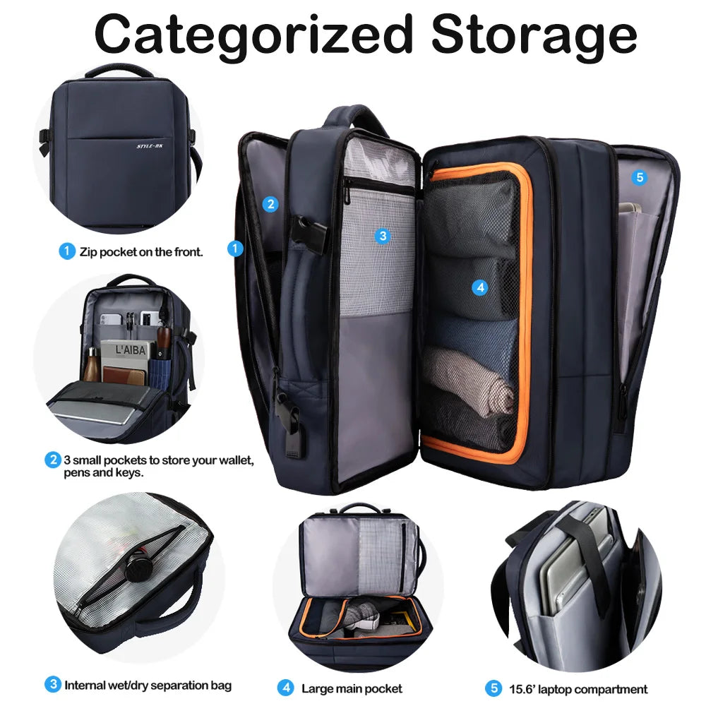 Heroic Knight Expandable Travel Backpack Men Work Backpack Big Capacity 15.6 Laptop Waterproof Backpack Casual College Schoolbag
