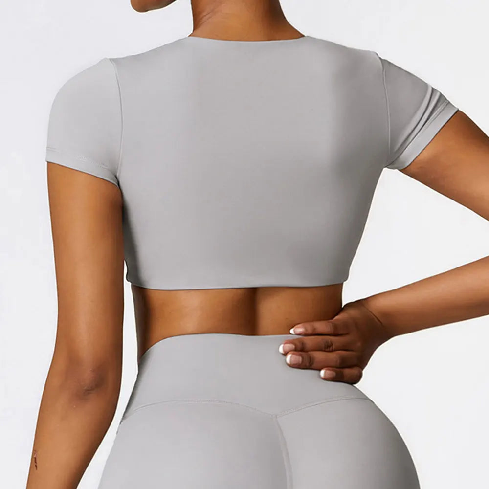 Yoga Top Women Sport T Shirts Push Up Fitness Clothes Short Sleeve Yoga Shirt Gym Top Running Active Wear Sport Top Femme Tights