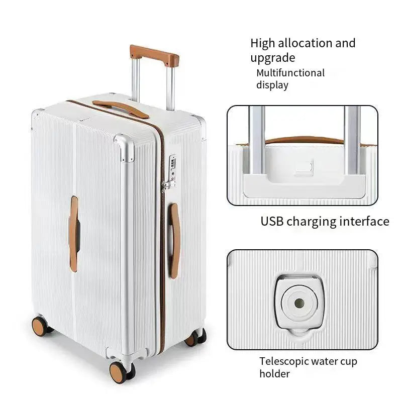 COLENARA High Quality Suitcase 20"24"26"28 Inch Boarding Box Men's Aluminum Frame Trolley Case ABS+PC Women's Zipper Luggage