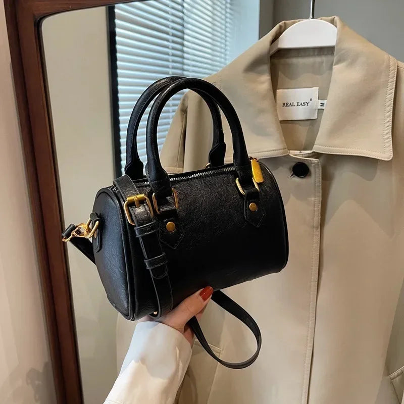 Women Vintage Boston Bag Casual Fashion Crossbody Women's British Style Top-Handle Simple Female Shoulder Bag for Girl