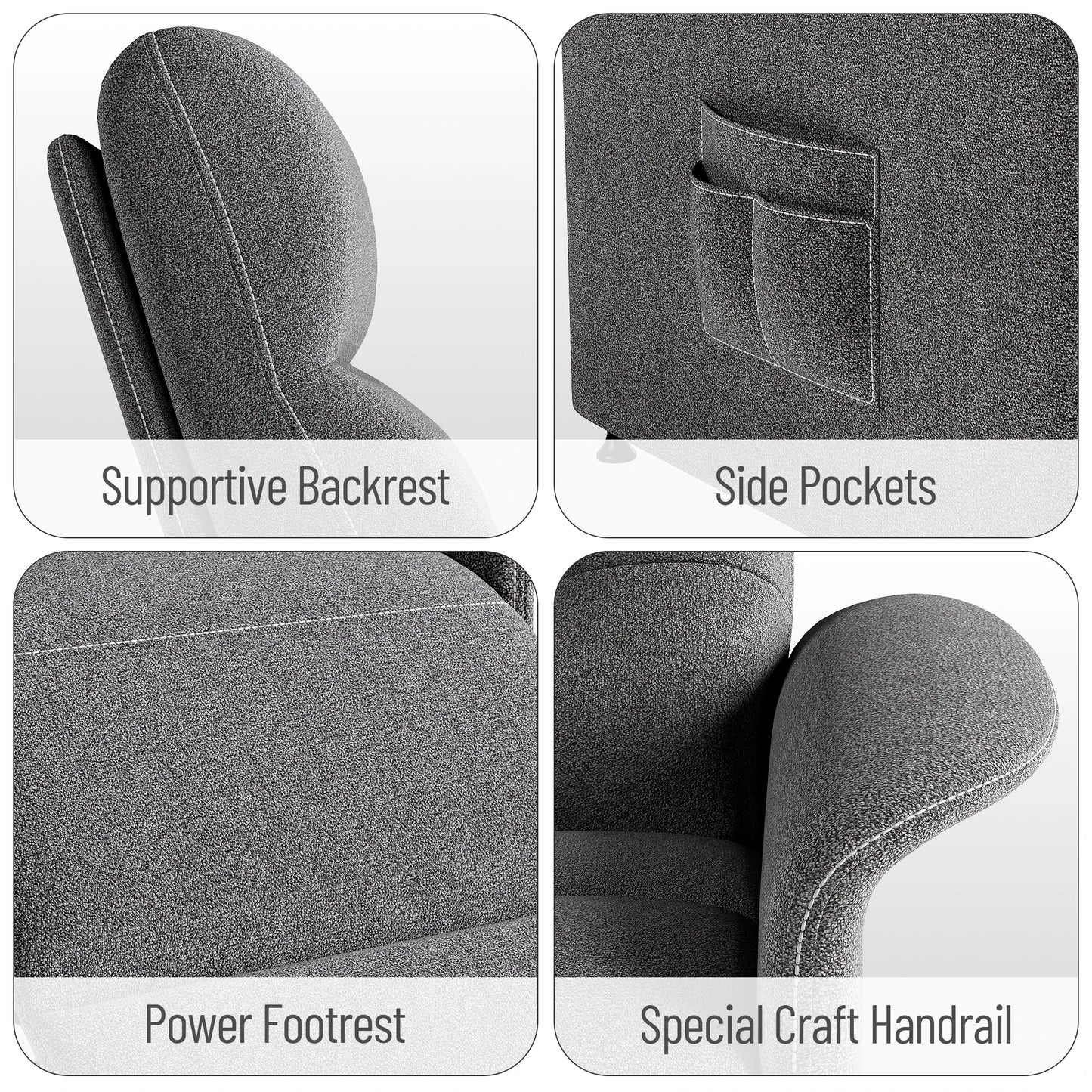 Power Recliner Chair with Heated and Massage, Adjustable Soft Fabric Reclining Chair for Adults, Theater Seating Single Sofa
