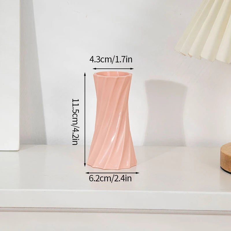 Modern Flower Vase Plastic Plants Pot White Imitation Ceramic Flower Vases Flower Arrangement Home Living Room Wedding Decor