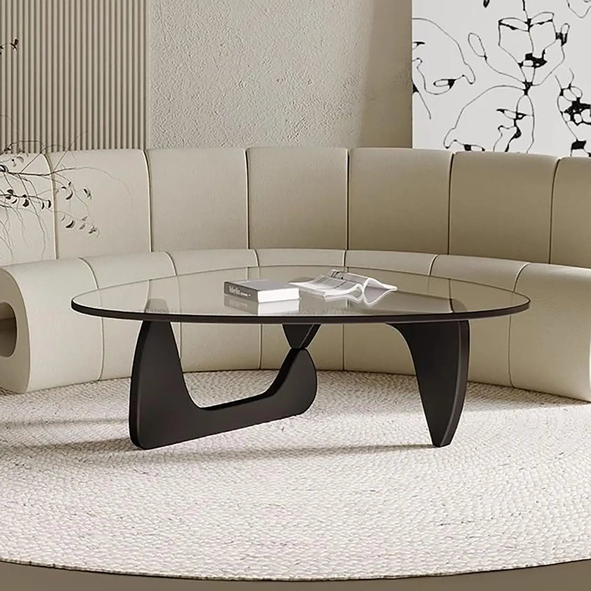 Glass Coffee Table, Black Coffee Table for Living Room, Elegant and Functional Coffee Tables,Suitable(Black/Transparent,Large)