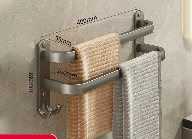 Gun Gray Towel Rack Non Perforated Bathroom Wall Mounted Bathroom Towel Hanging Pole Storage Rac Bathroom Storage Rack