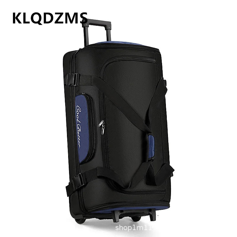 KLQDZMS Oxford Cloth Suitcase 34 Inch Large Capacity Zipper Trolley Bag Expandable Storage Bag Universal Wheel Rolling Luggage