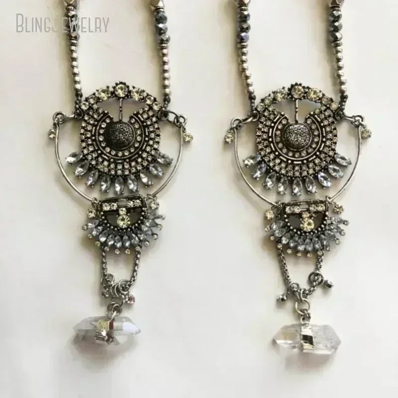 10pcs Minimal Herkimer Tibetan Quartz Layered Chain Necklace Wicca Y2k Jewelry Goth Choker Boho Goblincore Emo Talisman Arcane