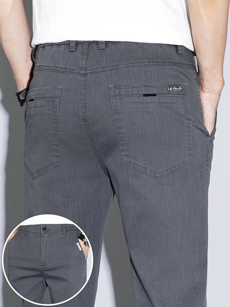 2025 New Men's Casual Pants Spring Summer Thin Business Straight Cotton Stretch Classic Work Trousers Korean Brand Clothing