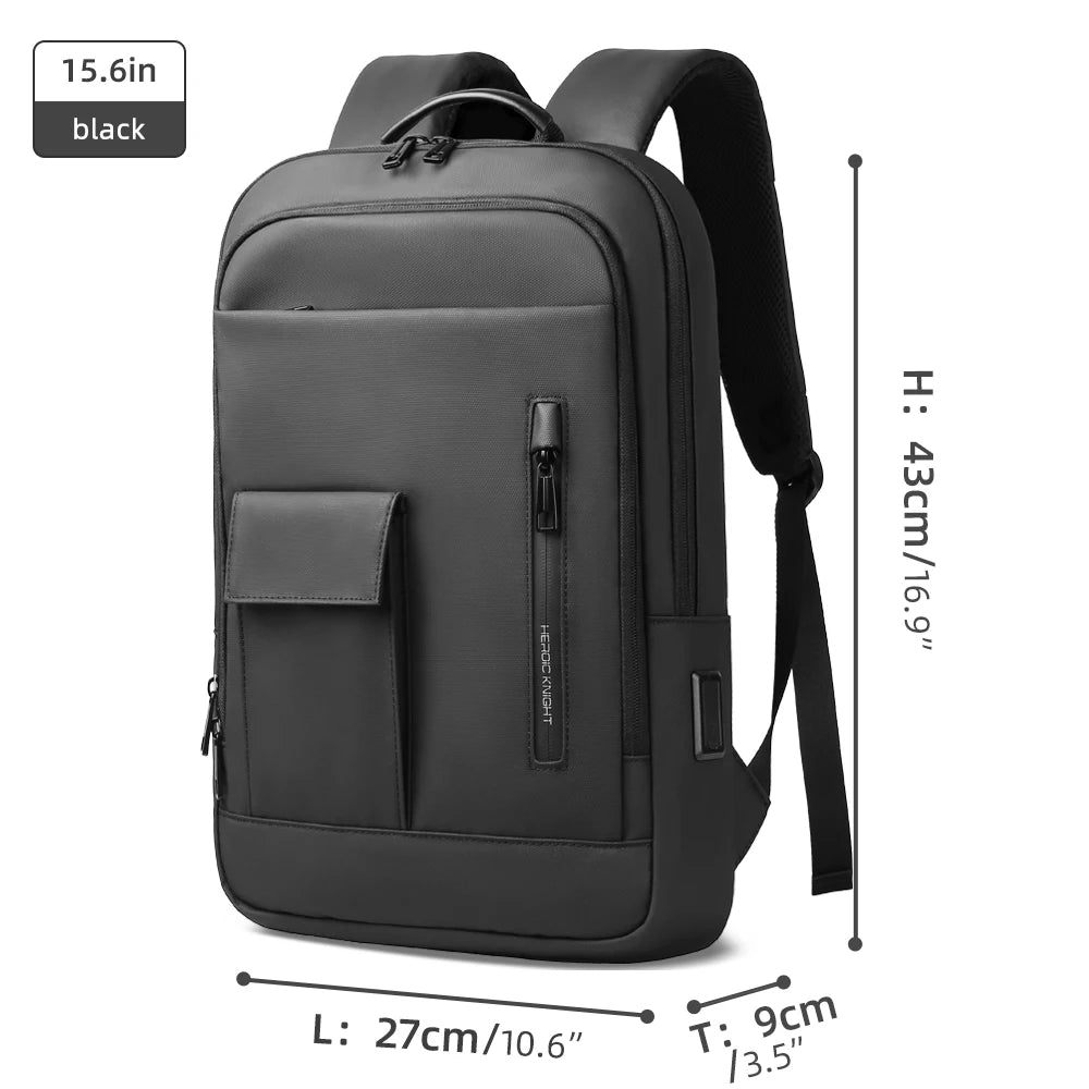 Heroic Knight Multifunctional Laptop Backpack Stylish Men Classic USB Charging Business Backpack Waterproof Slim Work Backpack