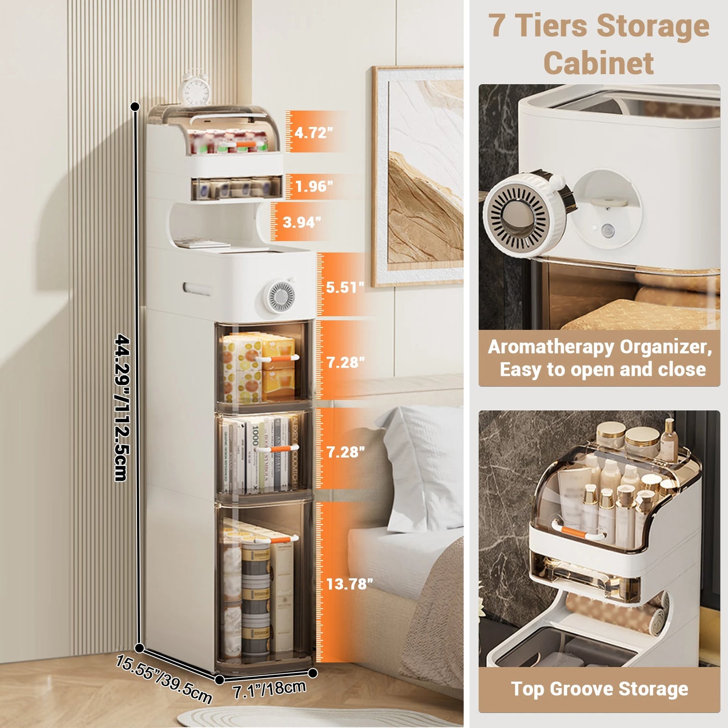 Narrow Bathroom Floor Storage Cabinet, Waterproof Plastic Slim Drawers Organizer With Tissue Box And Wheels For Kitchen Laundry