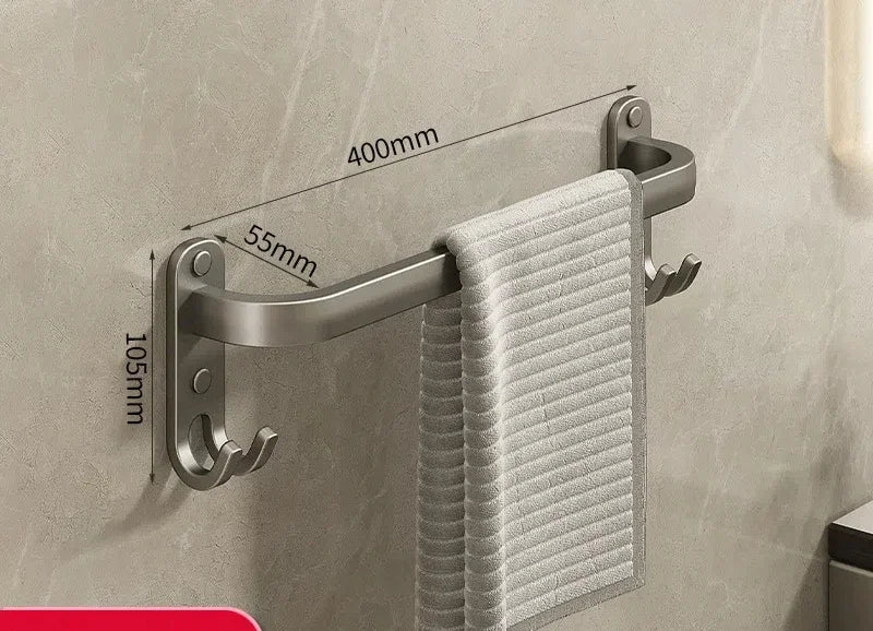 Gun Gray Towel Rack Non Perforated Bathroom Wall Mounted Bathroom Towel Hanging Pole Storage Rac Bathroom Storage Rack