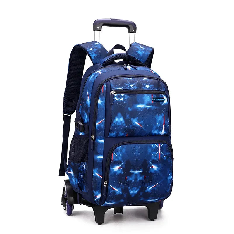 School Bag Kids Rolling Backpack for Boy Wheeled Backpack School Bag With Wheels Trolley Bookbag Carry on Luggage with Lunch Bag