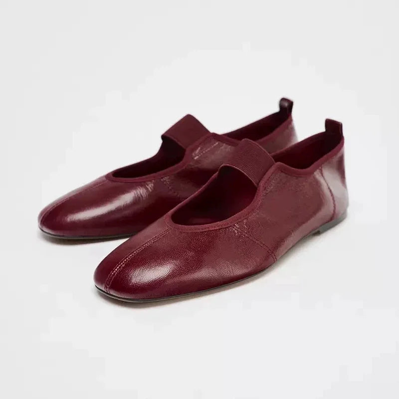 Flat Black Shoes For Women Modis Female Footwear Oxfords Genuine Leather Sneakers Grandma Ballerinas 2025 Summer New Dress Retro