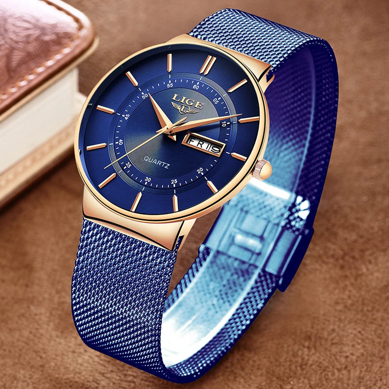 Women Watches LIGE Top Brand Luxury Date Week Dial Bracelet Woman Wrist Watch Female Waterproof Quartz Clock Relogios Feminino