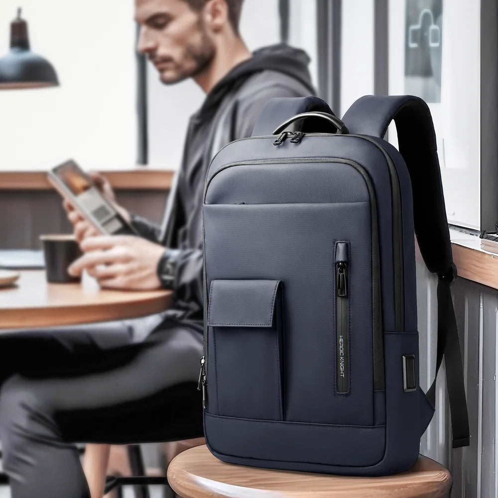 Heroic Knight Multifunctional Laptop Backpack Stylish Men Classic USB Charging Business Backpack Waterproof Slim Work Backpack