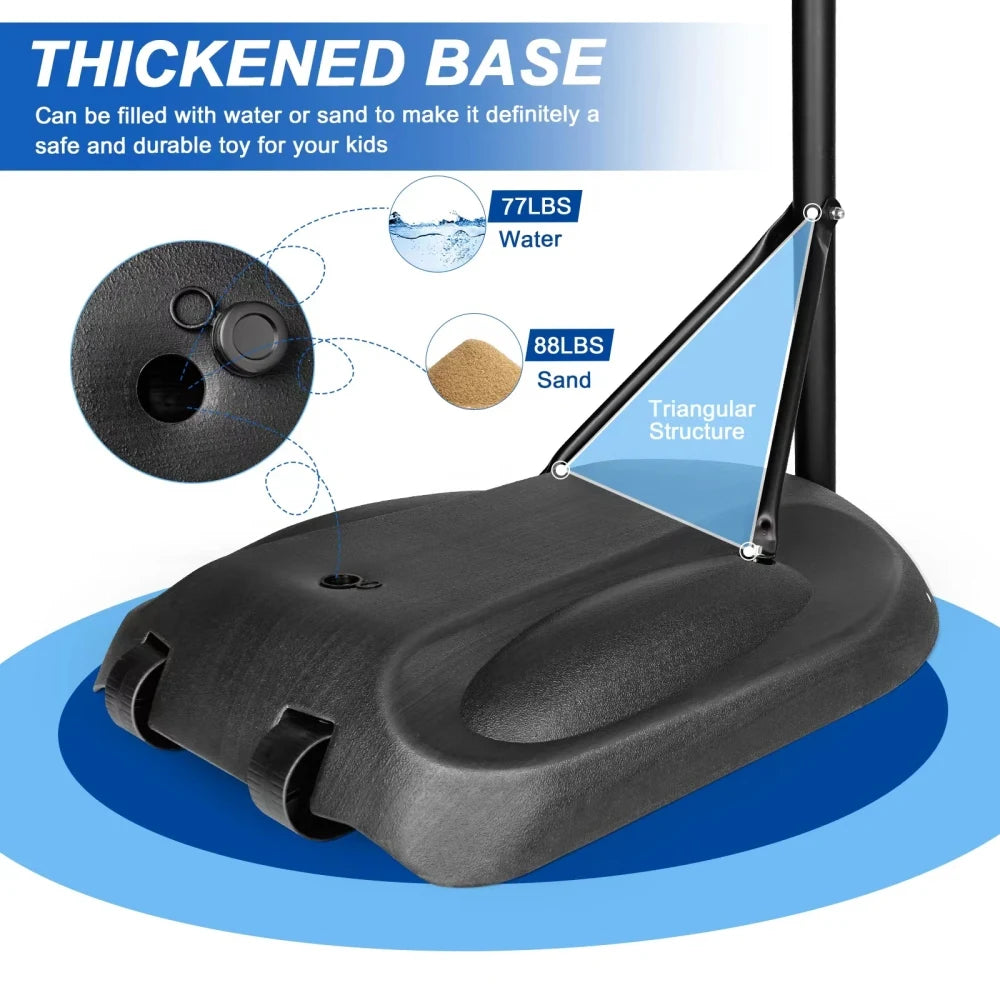 Portable Basketball Hoop System Stand Height Adjustable 7.5ft - 9.2ft 32 Inch Backboard Wheels for Youth Adults Indoor Outdoor