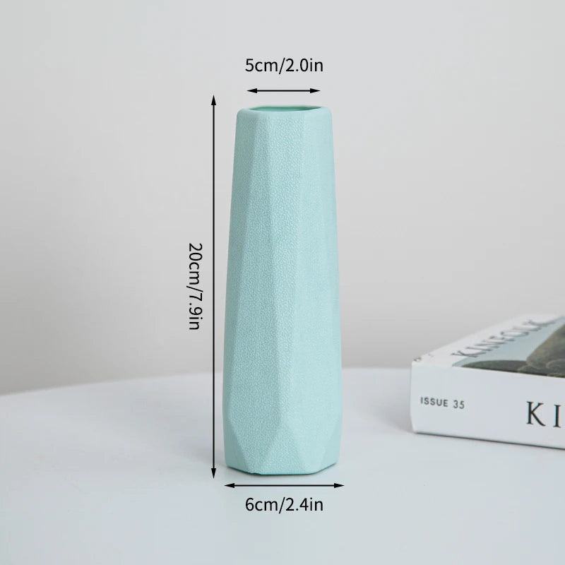 Modern Flower Vase Plastic Plants Pot White Imitation Ceramic Flower Vases Flower Arrangement Home Living Room Wedding Decor