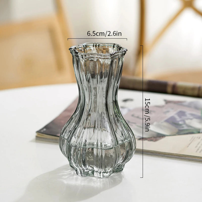 Brown Retro Glass Vase Plant Flowers Bottle Flower Arrangement Hydroponic Terrarium Desktop Vase Creative Home Decor Flower Pot