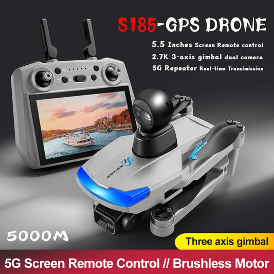 S185 GPS Drone 4K Professional Dual Camera 5G Digital Image Transmission 3-Axis Gimbal 360° Obstacle Avoidance RC Quadcopter 5KM